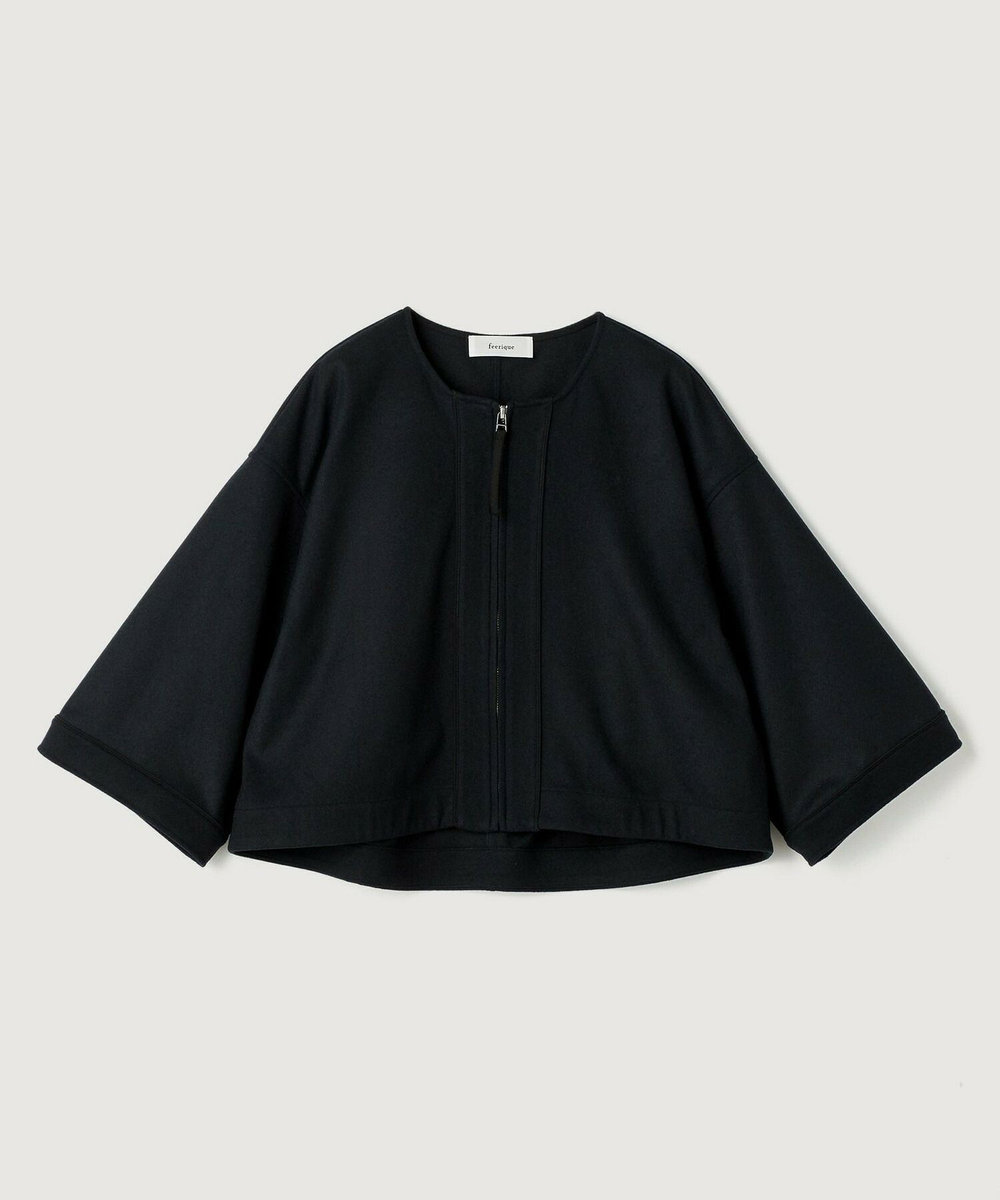 feerique feerique ウールライクニットツイルコクーンシルエットプルオーバー ネイビー