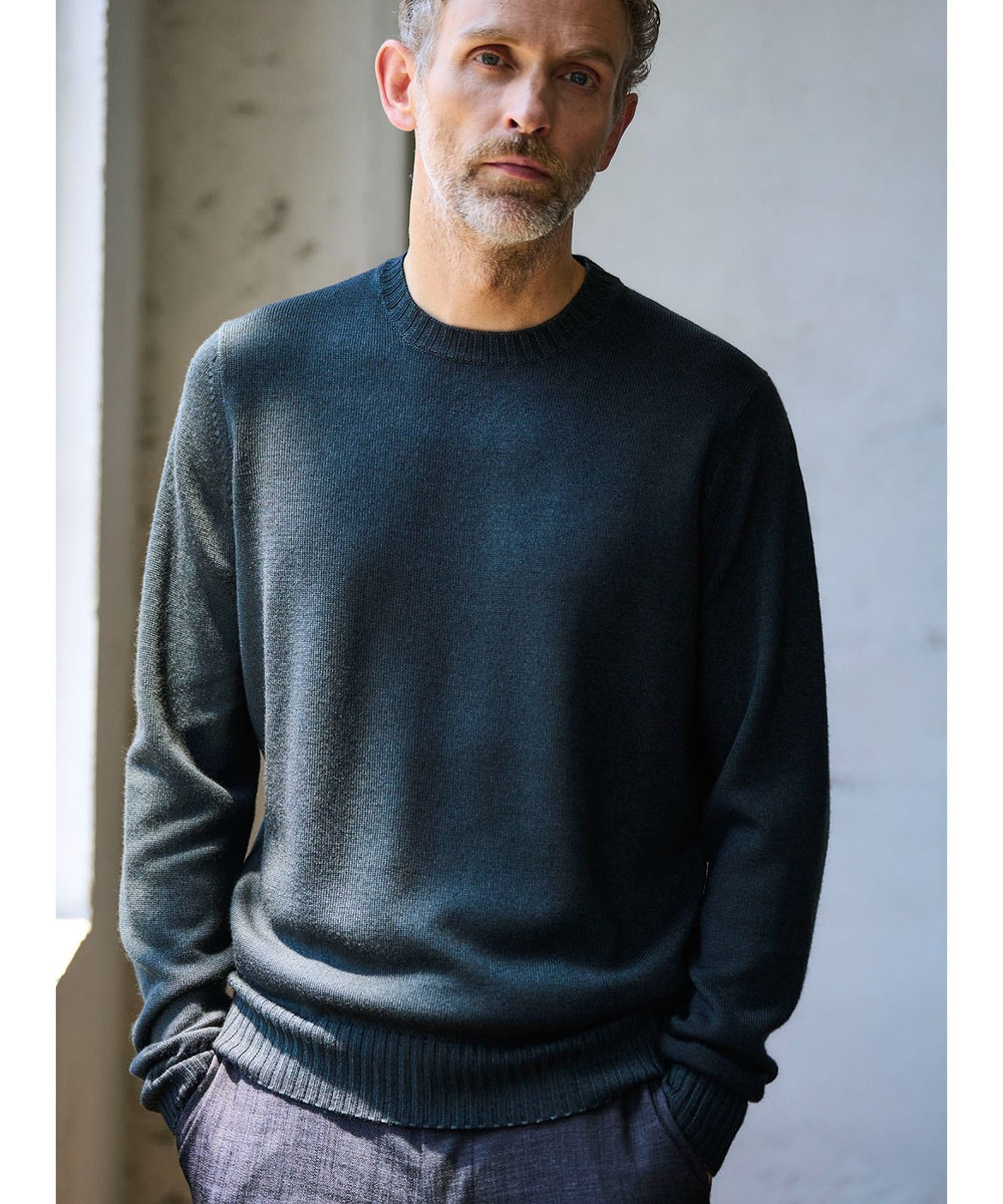 MEN'S BIGI 【FILIPPO DE LAURENTIIS】10Gクルーネックニット モスグリーン