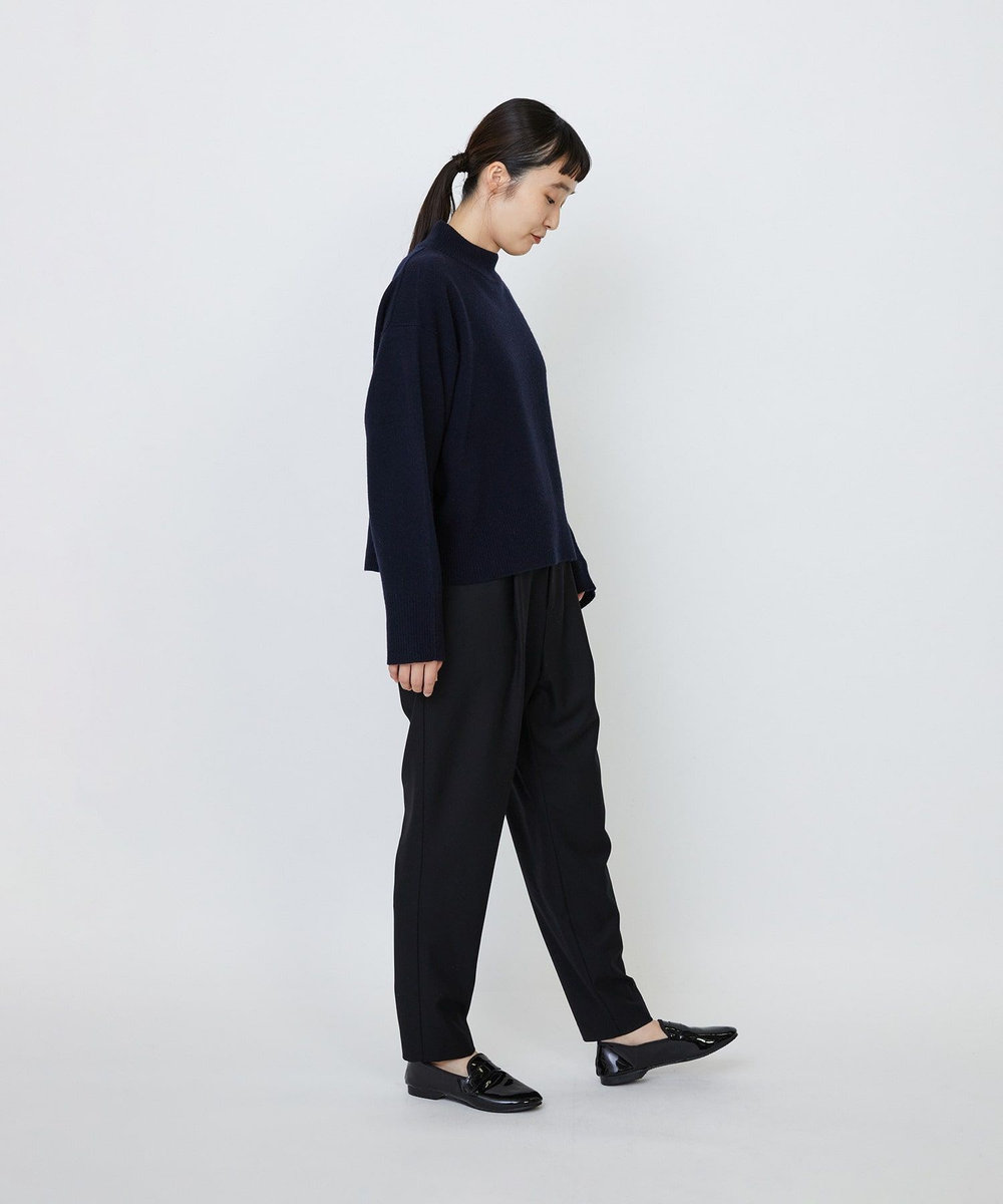 LOISIR メリノウール天竺モックネックプルオーバー ネイビー