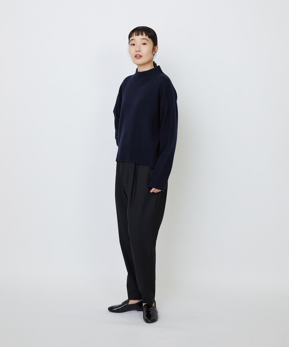 LOISIR メリノウール天竺モックネックプルオーバー ネイビー