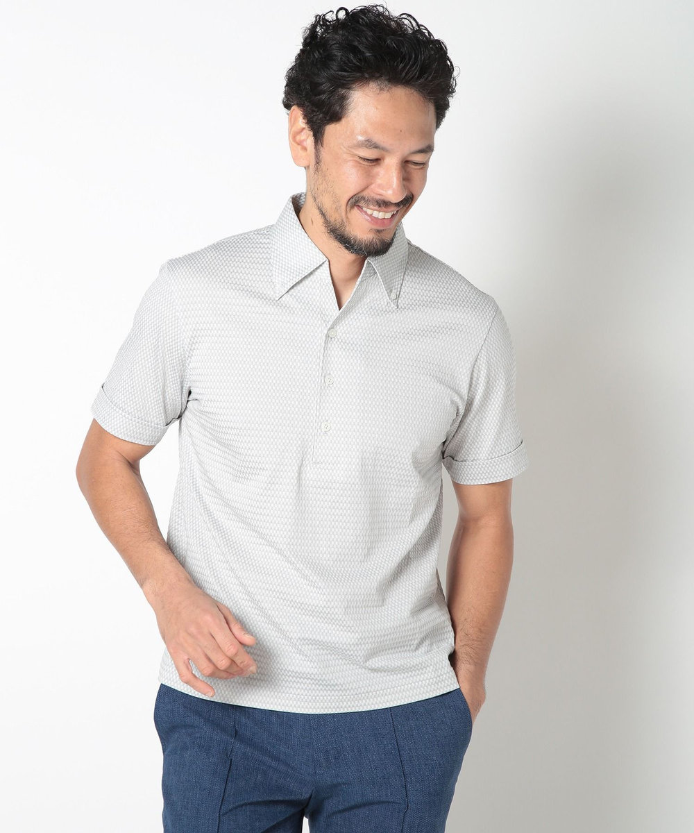 MEN'S BIGI 【ACTIVE TAILOR】COOL MAXサッカー織りポロシャツ グレー