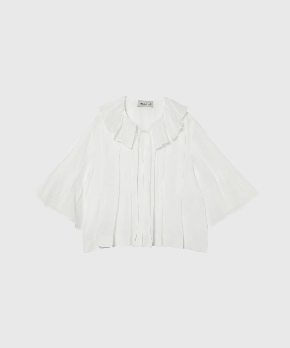 DÉPAREILLÉ 	RAMIE PLEATS SHORT SLEEVE BLOUSE / ラミープリーツショートスリーブブラウス オフホワイト
