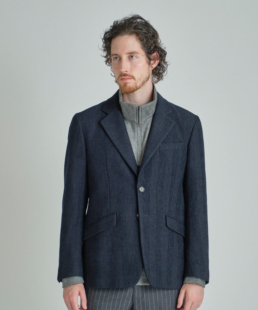 MEN'S BIGI グレンチェックモール テーラードジャケット ネイビー
