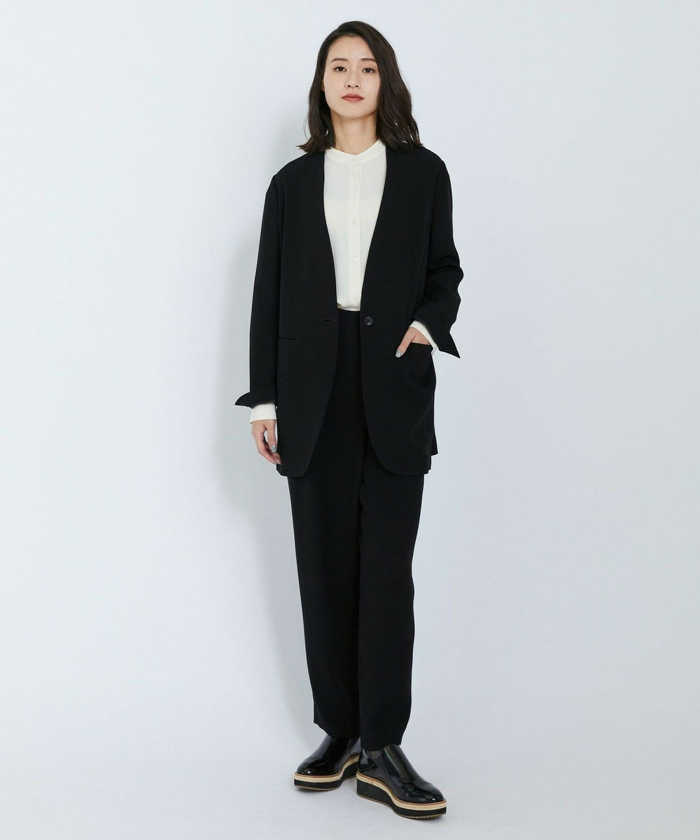 L'EQUIPE バックサテンノーカラージャケット ブラック