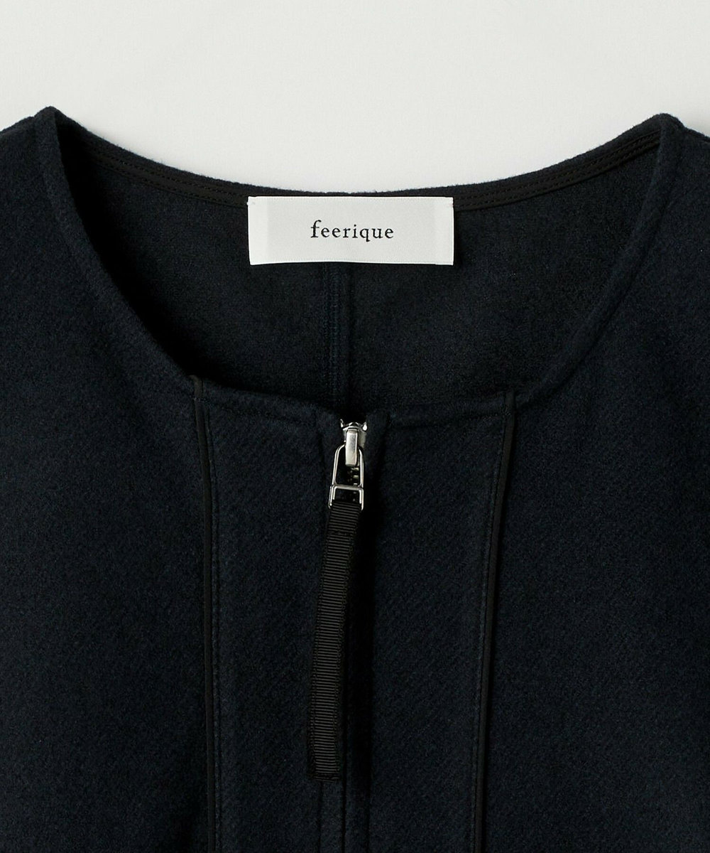 feerique feerique ウールライクニットツイルコクーンシルエットプルオーバー ネイビー