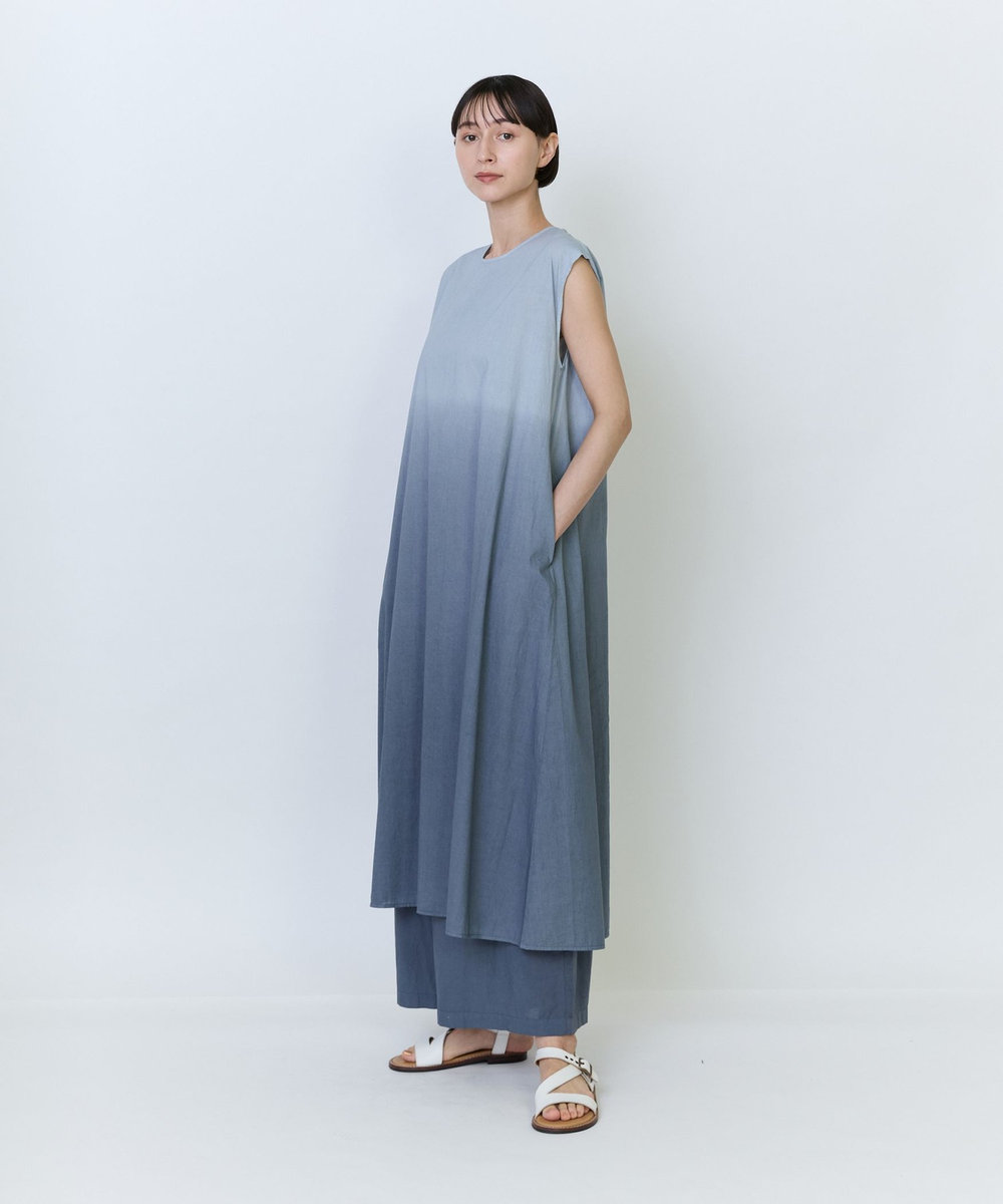 LOISIR インドコットンボイルハンド段染めワンピース ブルー系その他