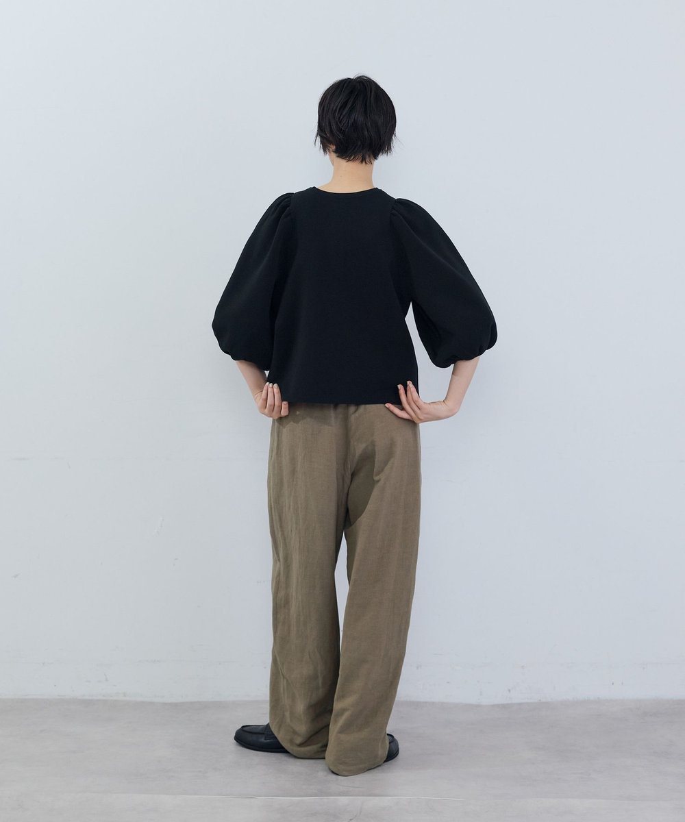 ADIEU TRISTESSE 14Gコットンフォートミラノリブパフスリーブカーディガン ブラック