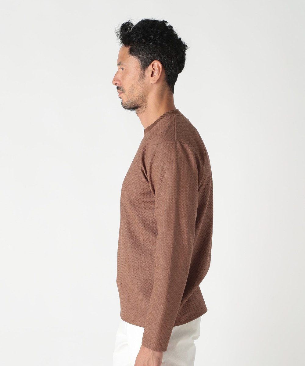 MEN'S BIGI フクレジャガード　クルーネックリブカットソー ブラウン