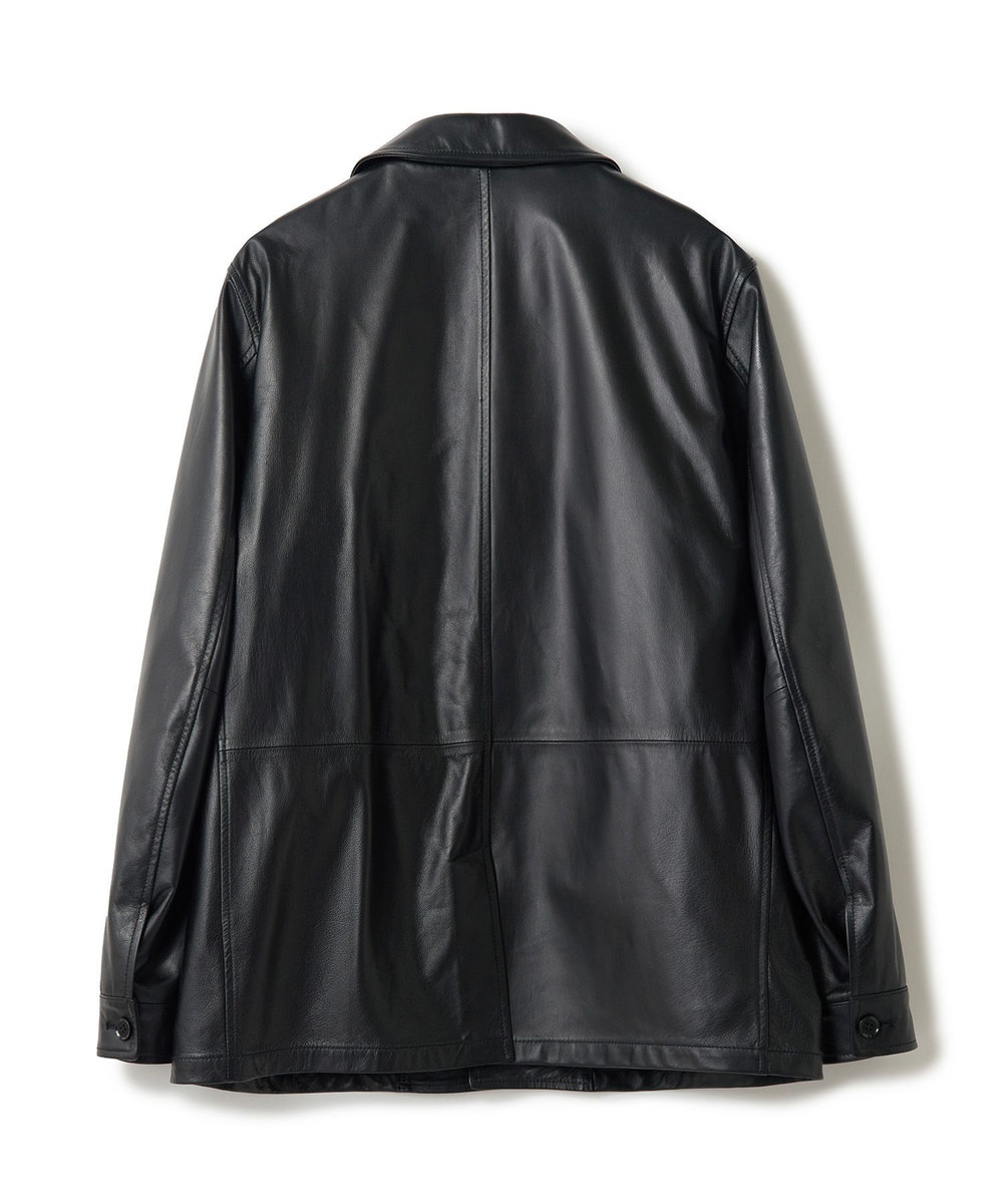MEN'S BIGI ライトラムレザー カバーオールブルゾン ブラック