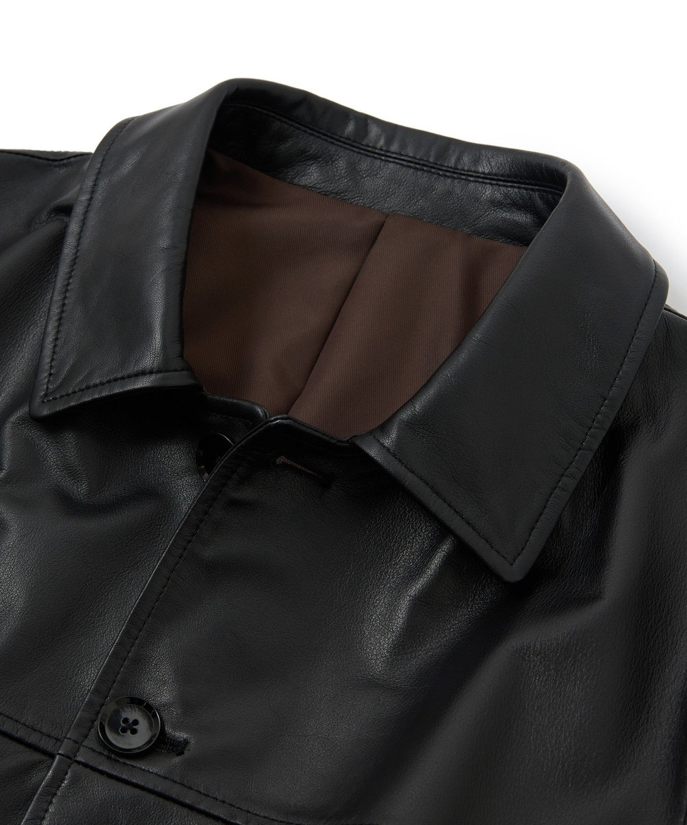 MEN'S BIGI ライトラムレザー カバーオールブルゾン ブラック