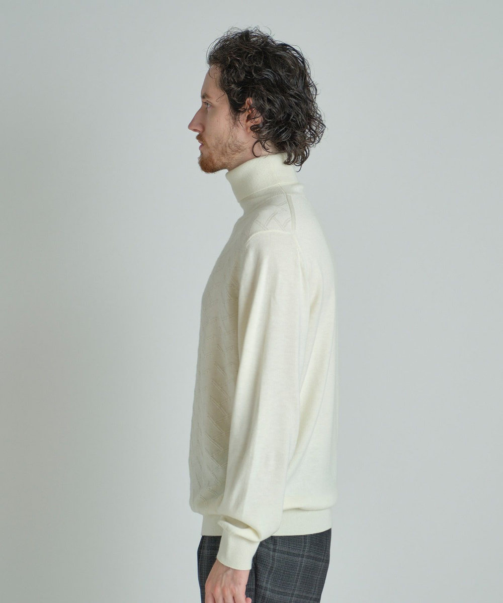 MEN'S BIGI 【ACTIVE TAILOR/アクティブテイラー】12Gジャカードタートルネックニット ホワイト