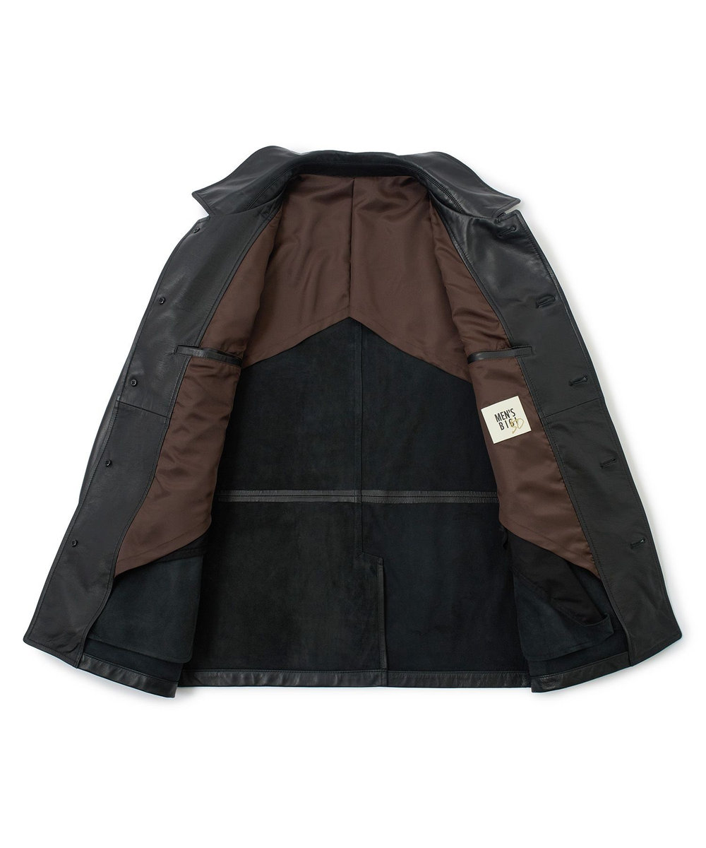 MEN'S BIGI ライトラムレザー カバーオールブルゾン ブラック