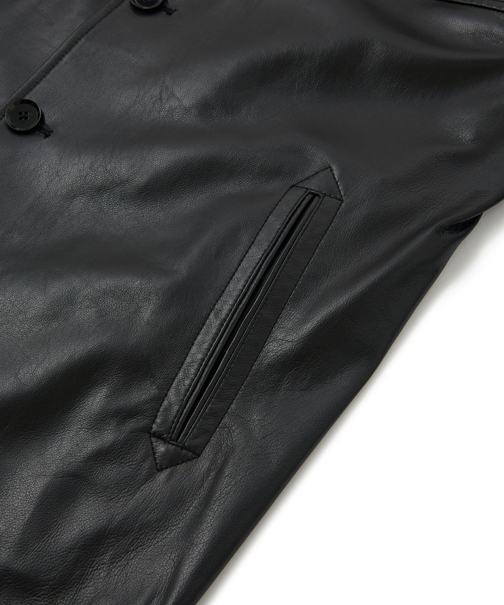 MEN'S BIGI ライトラムレザー カバーオールブルゾン ブラック