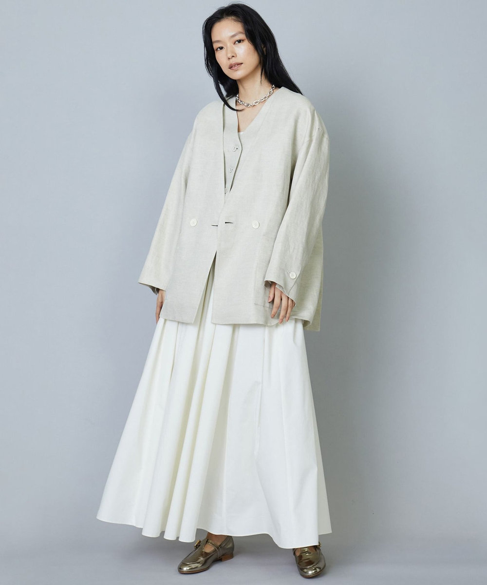1er Arrondissement レーヨンリネンツイルオーバージャケット ベージュ