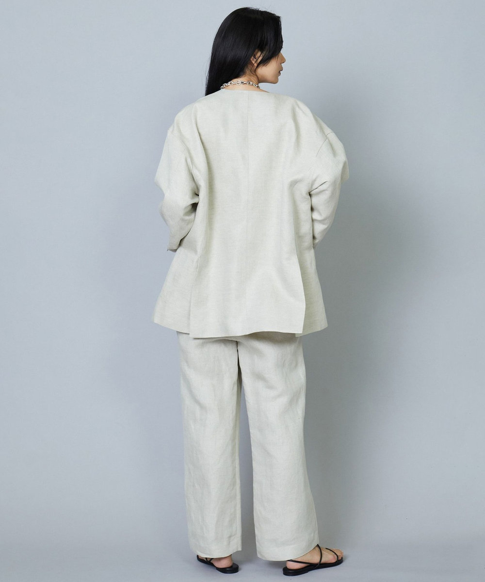1er Arrondissement レーヨンリネンツイルオーバージャケット ベージュ