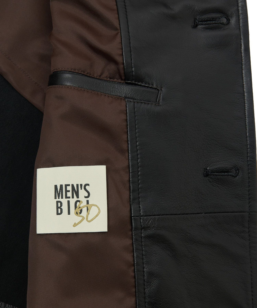 MEN'S BIGI ライトラムレザー カバーオールブルゾン ブラック
