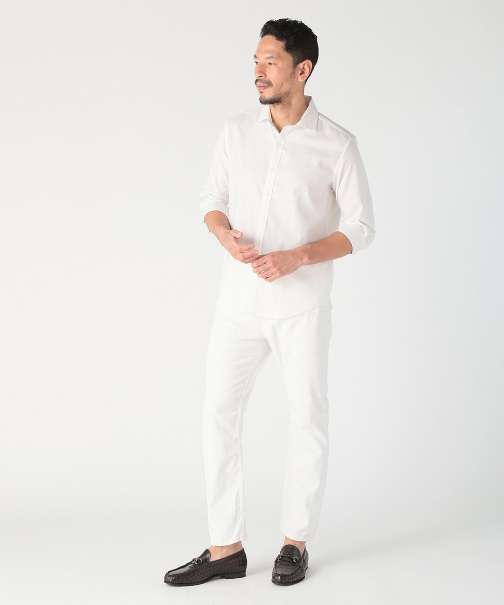 MEN'S BIGI オクシィジュエルストレッチ七分袖シャツ〈ストレッチ〉 ホワイト