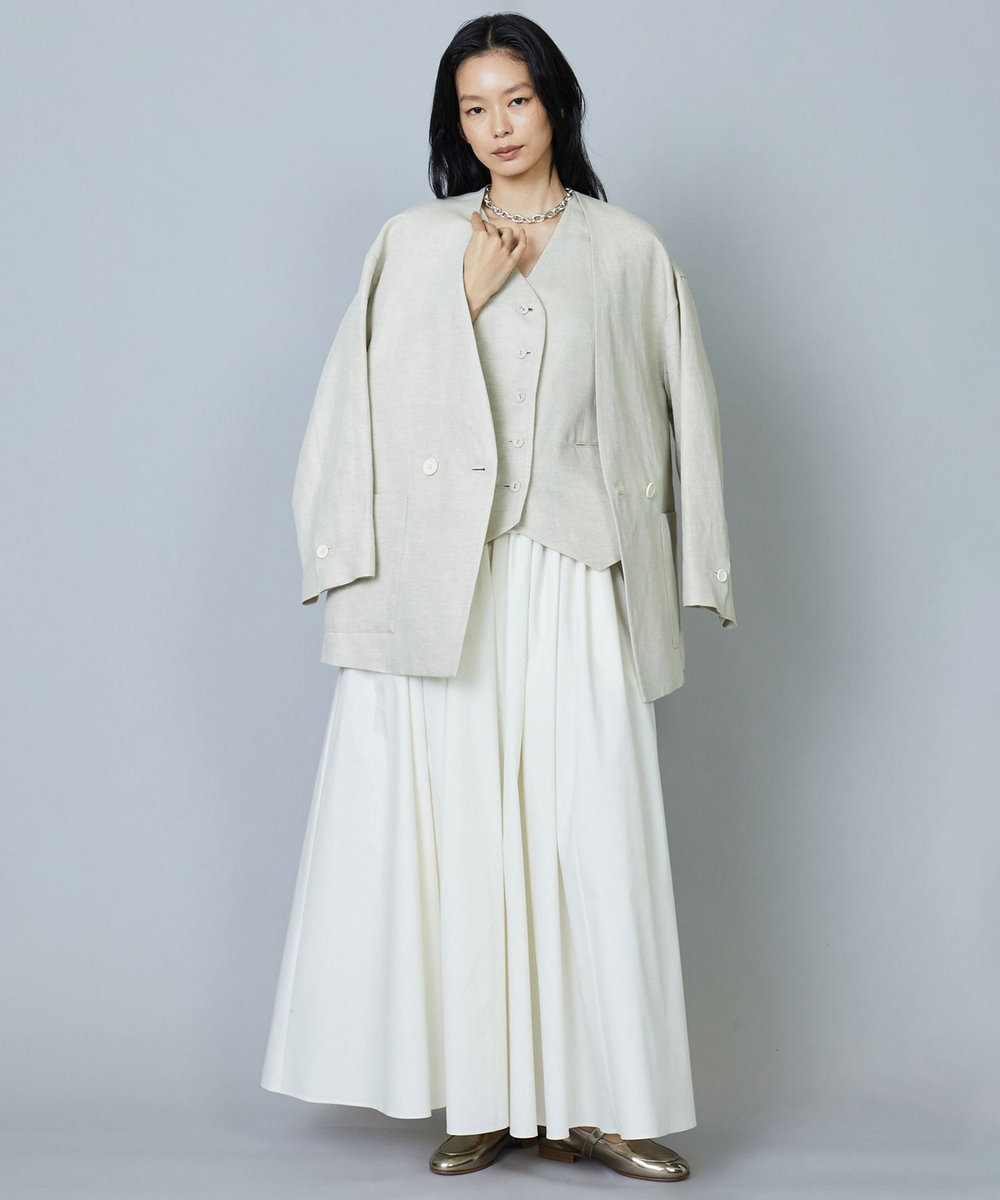 1er Arrondissement レーヨンリネンツイルオーバージャケット ベージュ