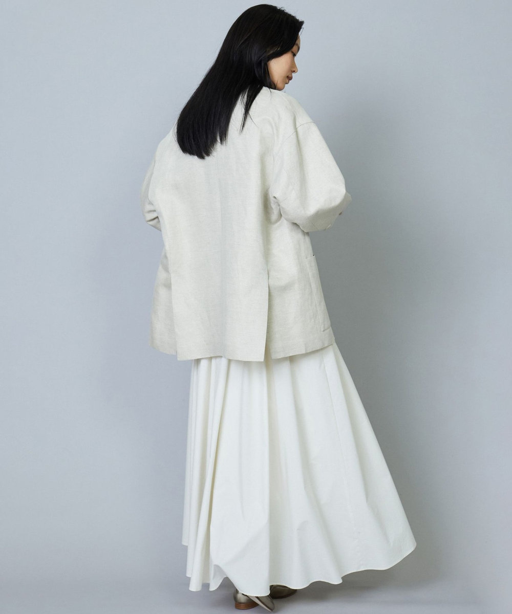 1er Arrondissement レーヨンリネンツイルオーバージャケット ベージュ