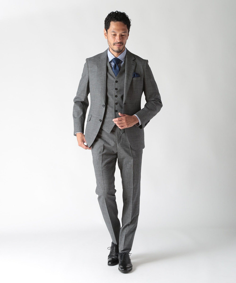 MEN'S BIGI シャドーペイズリー柄シルクネクタイ ネイビー