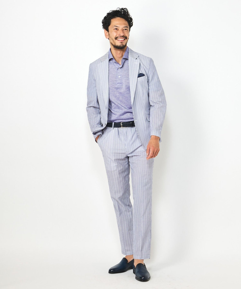 MEN'S BIGI 【ACTIVE TAILOR】3Dサッカープリントイージーパンツ<セットアップ対応> ブルー系その他