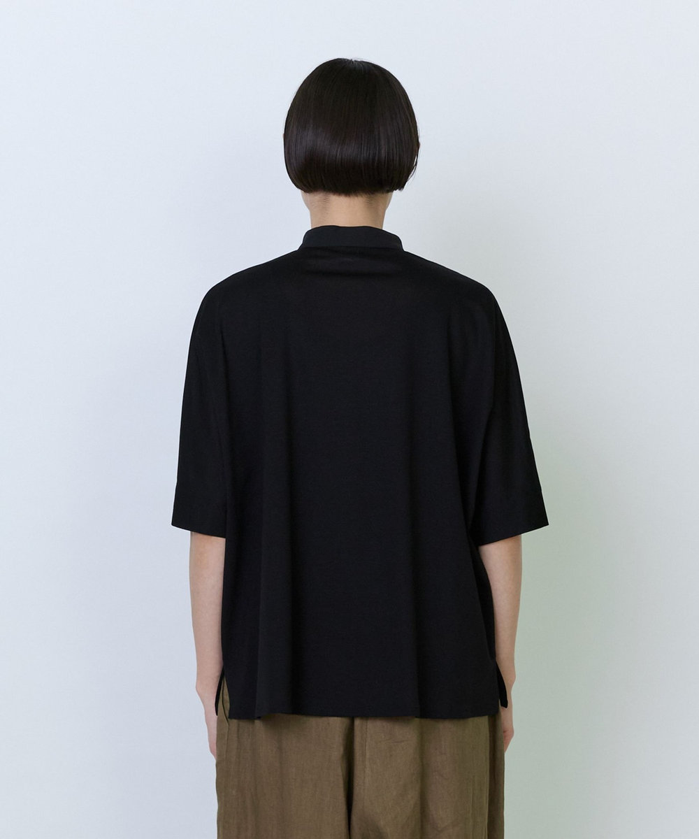 LOISIR リヨセル天竺カーディガンTシャツ ブラック