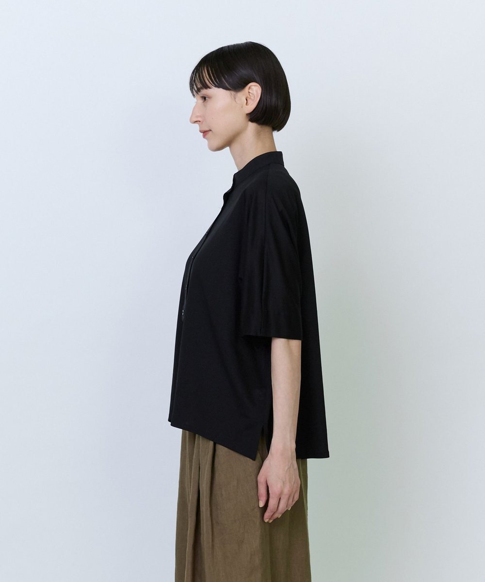 LOISIR リヨセル天竺カーディガンTシャツ ブラック