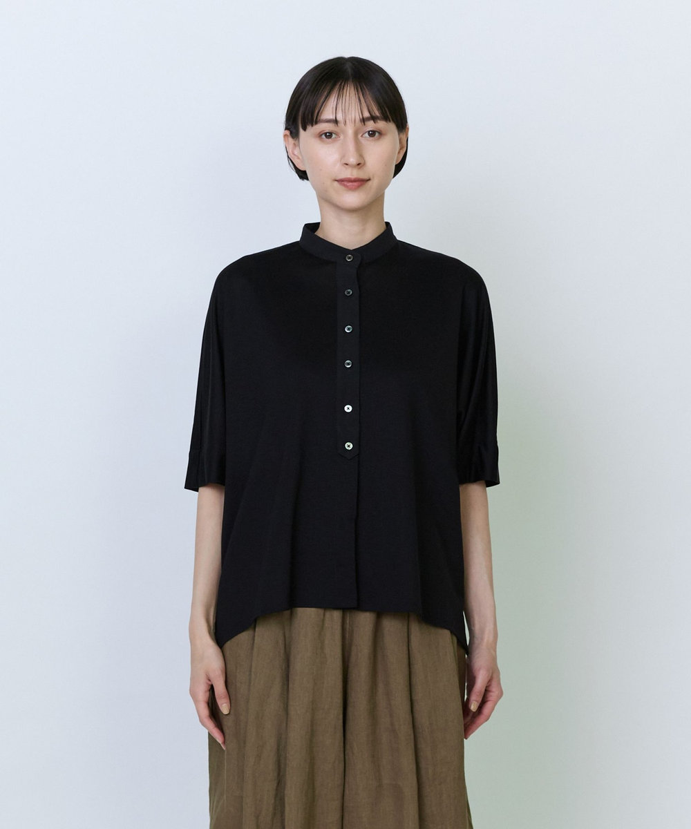 LOISIR リヨセル天竺カーディガンTシャツ ブラック
