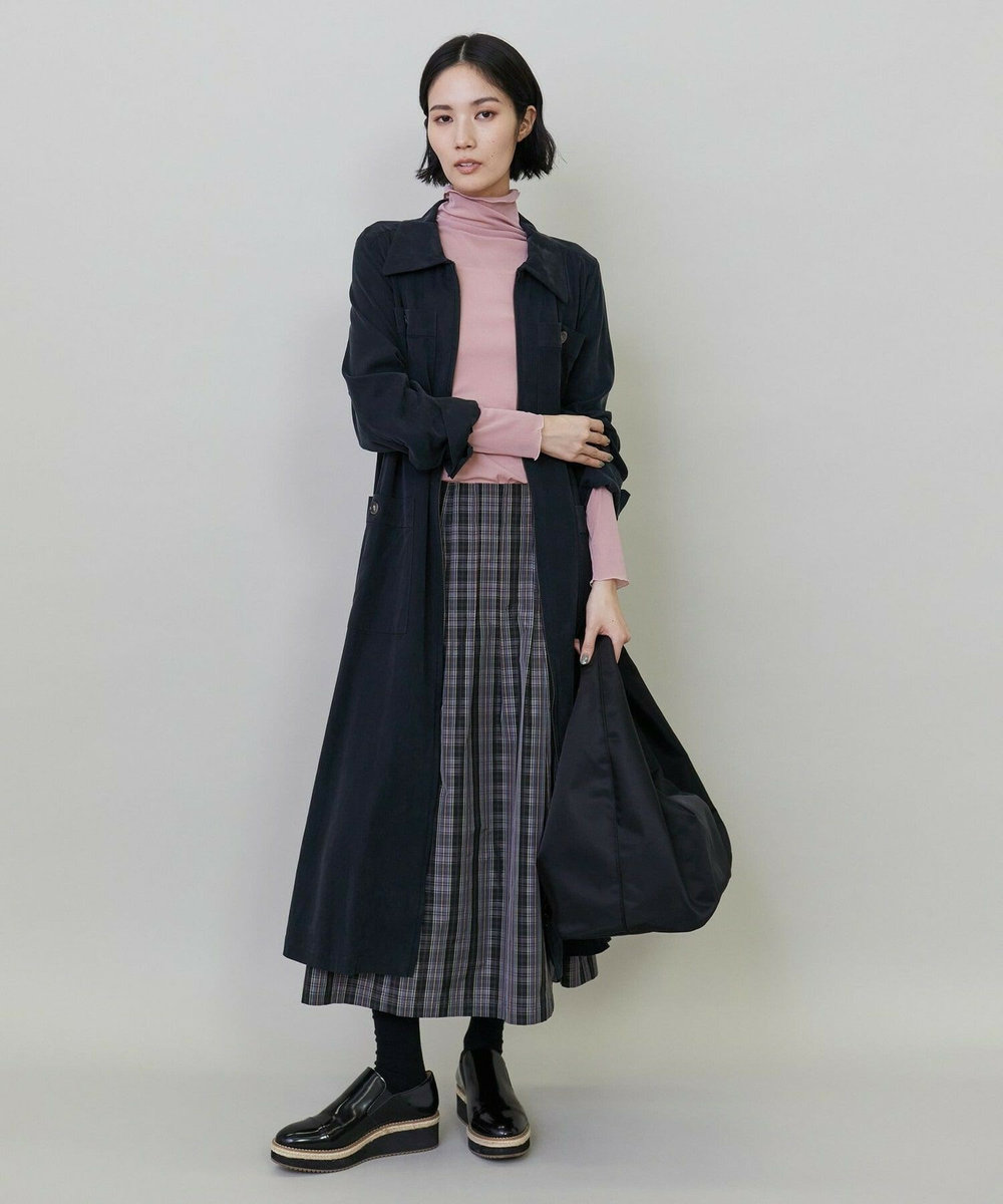 L'EQUIPE キュプラナイロンピーチシャツワンピース ネイビー