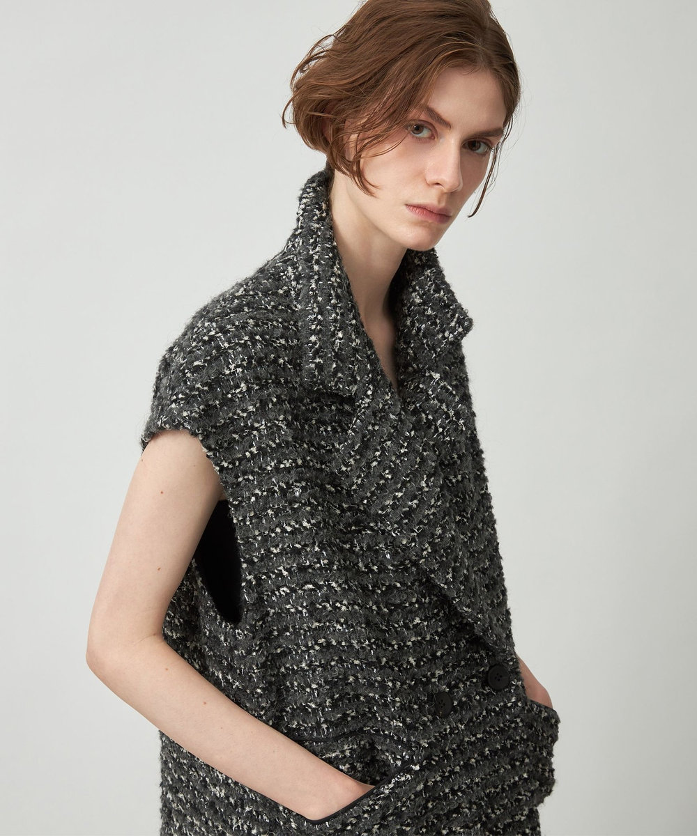 DÉPAREILLÉ MIXED TWEED GILET / ミックスツィードジレ ブラック