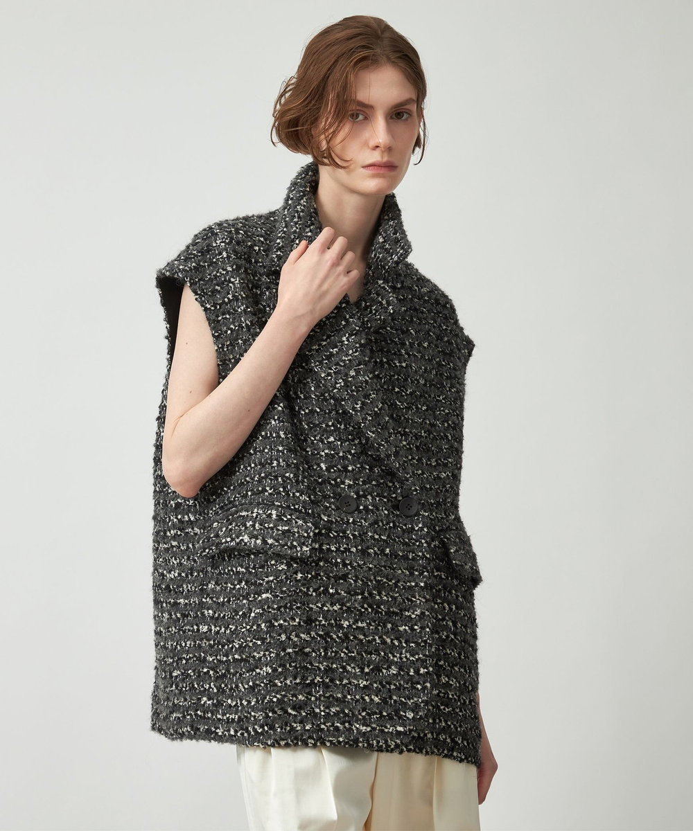 DÉPAREILLÉ MIXED TWEED GILET / ミックスツィードジレ ブラック