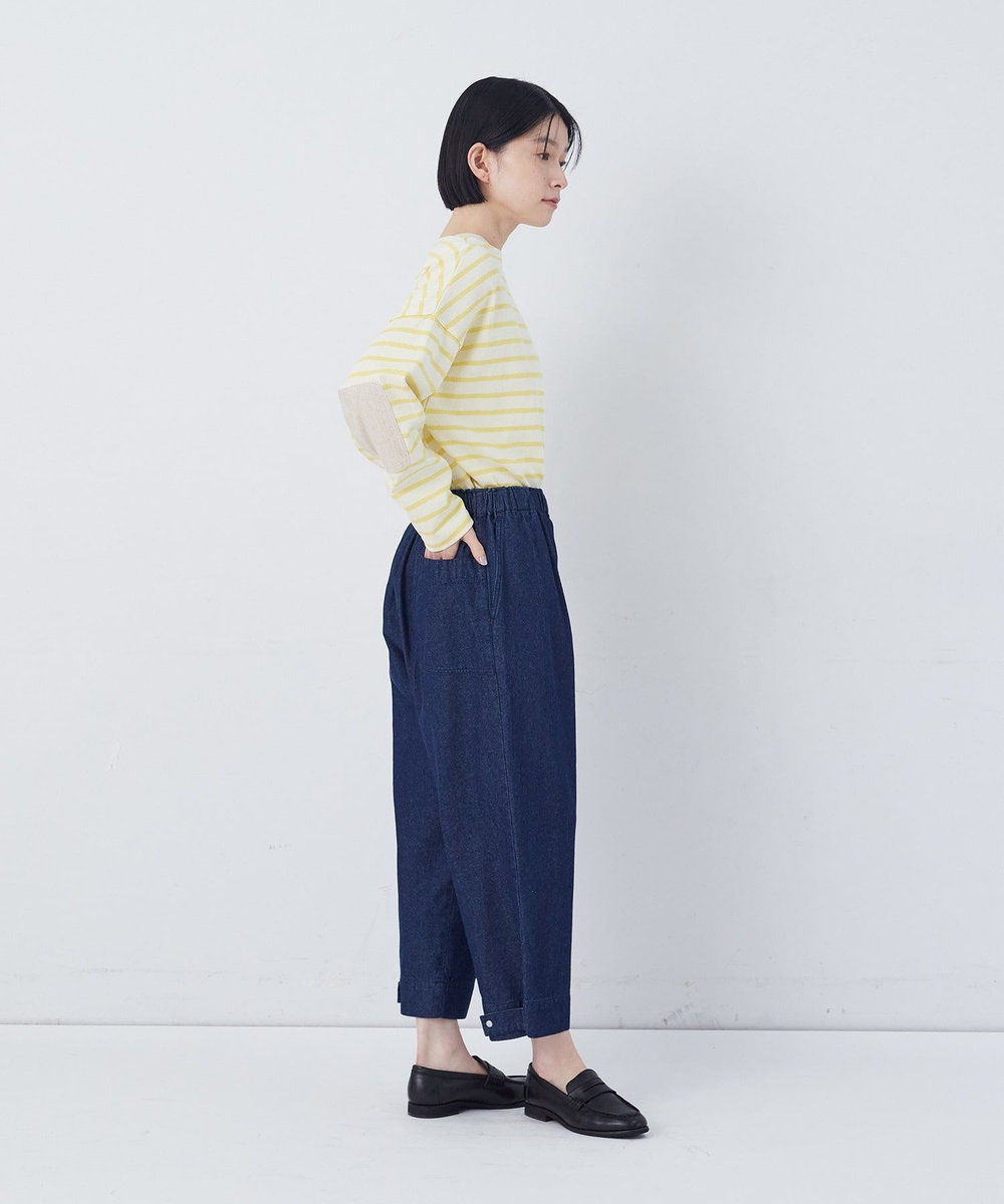 congés payés ADIEU TRISTESSE 【FAVE】サイドポケットクロップドイージーパンツ インディゴブルー