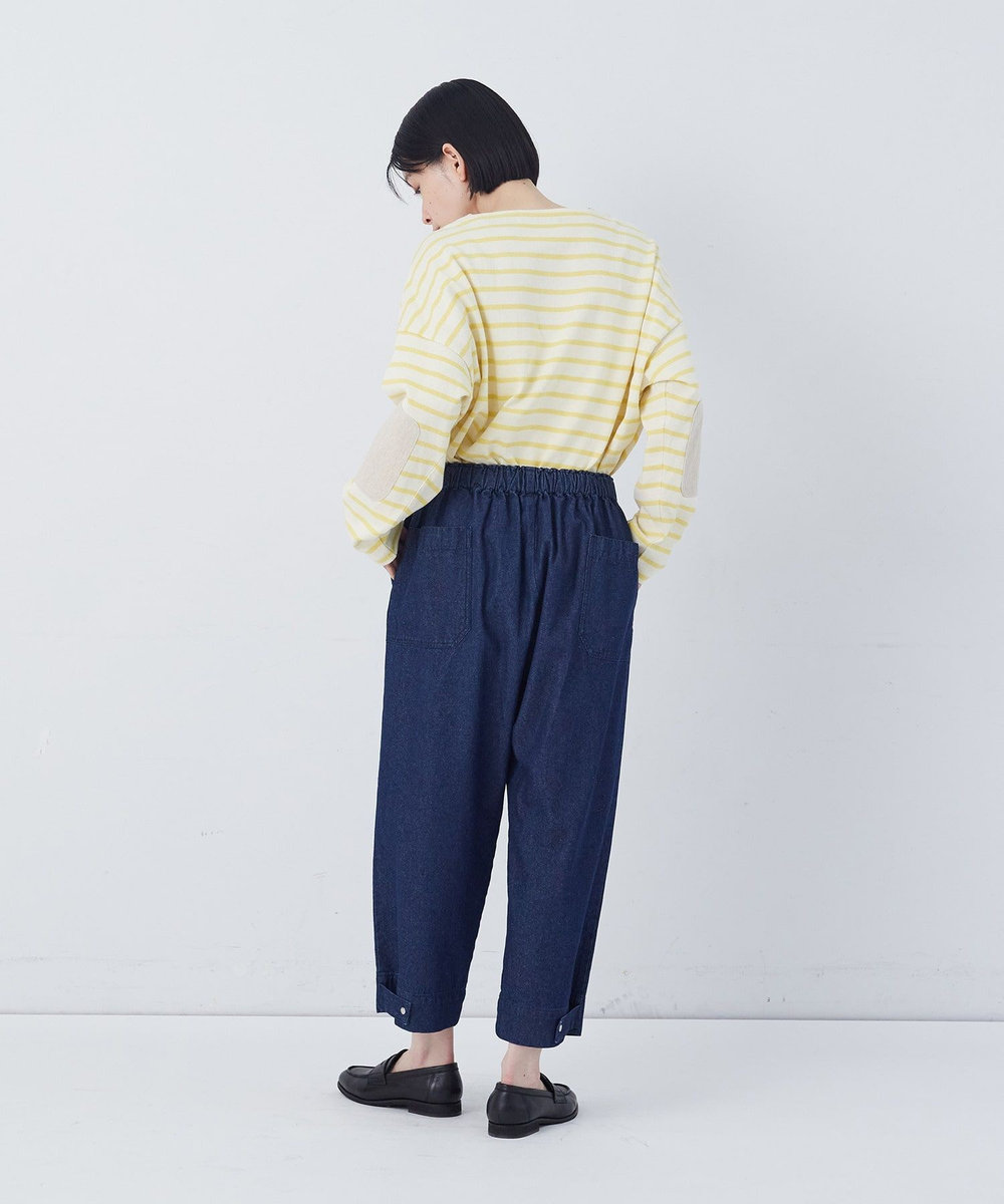 congés payés ADIEU TRISTESSE 【FAVE】サイドポケットクロップドイージーパンツ インディゴブルー