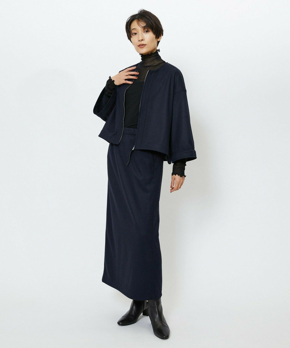feerique feerique ウールライクニットツイルコクーンシルエットプルオーバー ネイビー