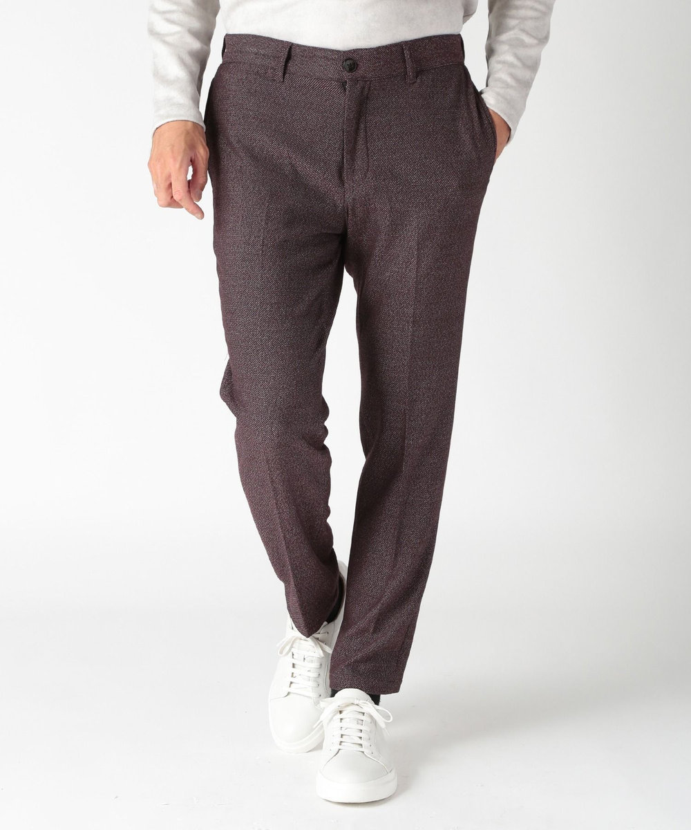 MEN'S BIGI 【ACTIVE TAILOR】ソフトサーモ混ツイードツイルパンツ ボルドー