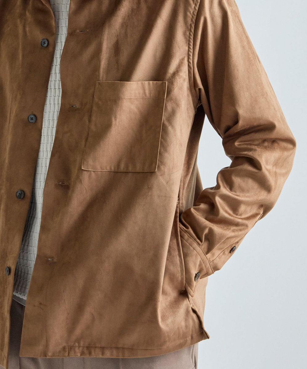 MEN'S BIGI フェイクスエード リラックスフィットシャツ ブラウン