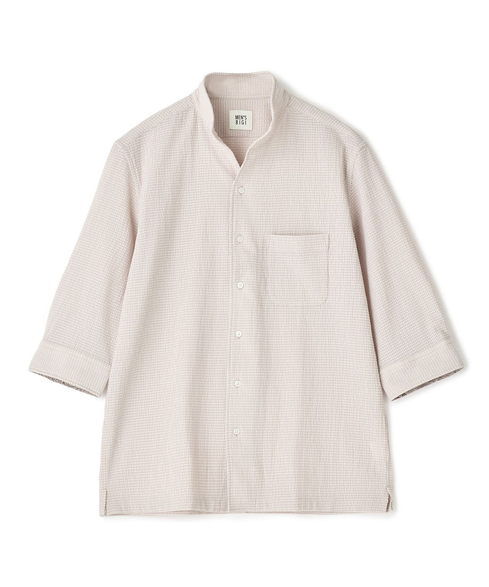 MEN'S BIGI ストレッチサッカー七分袖シャツ＜ストレッチ/通気性＞ ベージュ