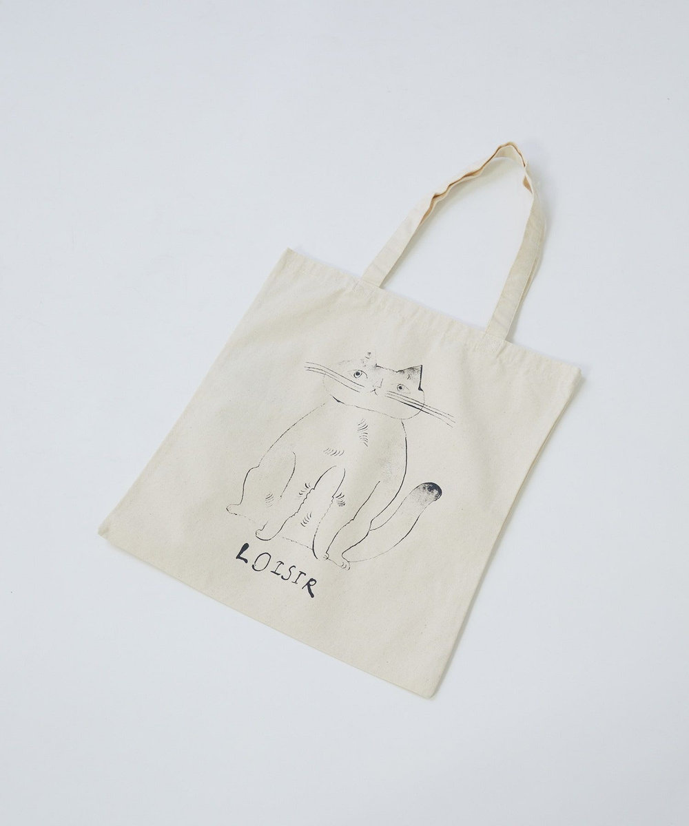 LOISIR 【アーティストコラボ】LOISIR×TORANEKOBONBONぽってりネコトートバッグ ベージュ