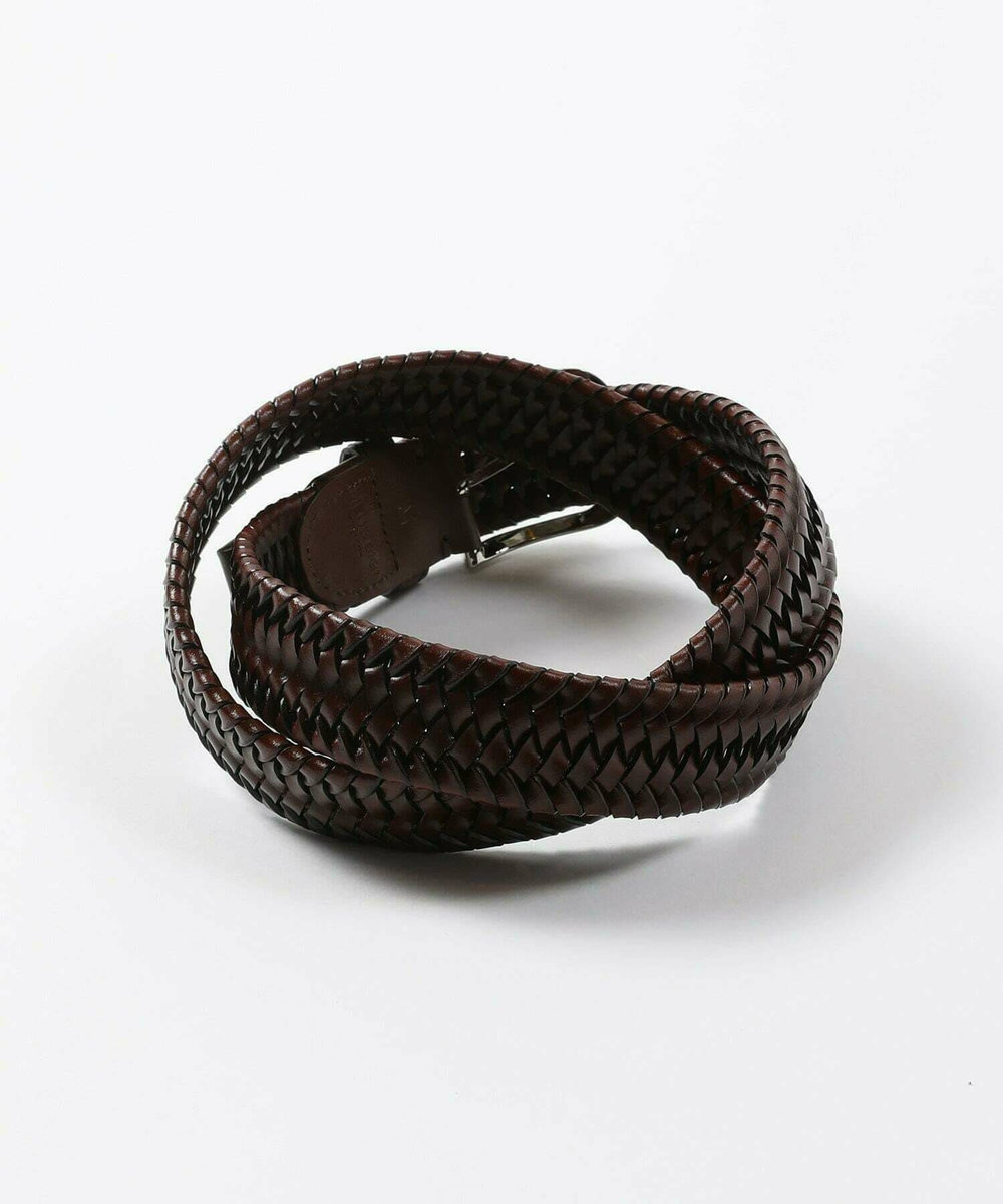 MEN'S BIGI 【DOMODOSSOLA】レザーメッシュプレーンベルト ブラウン