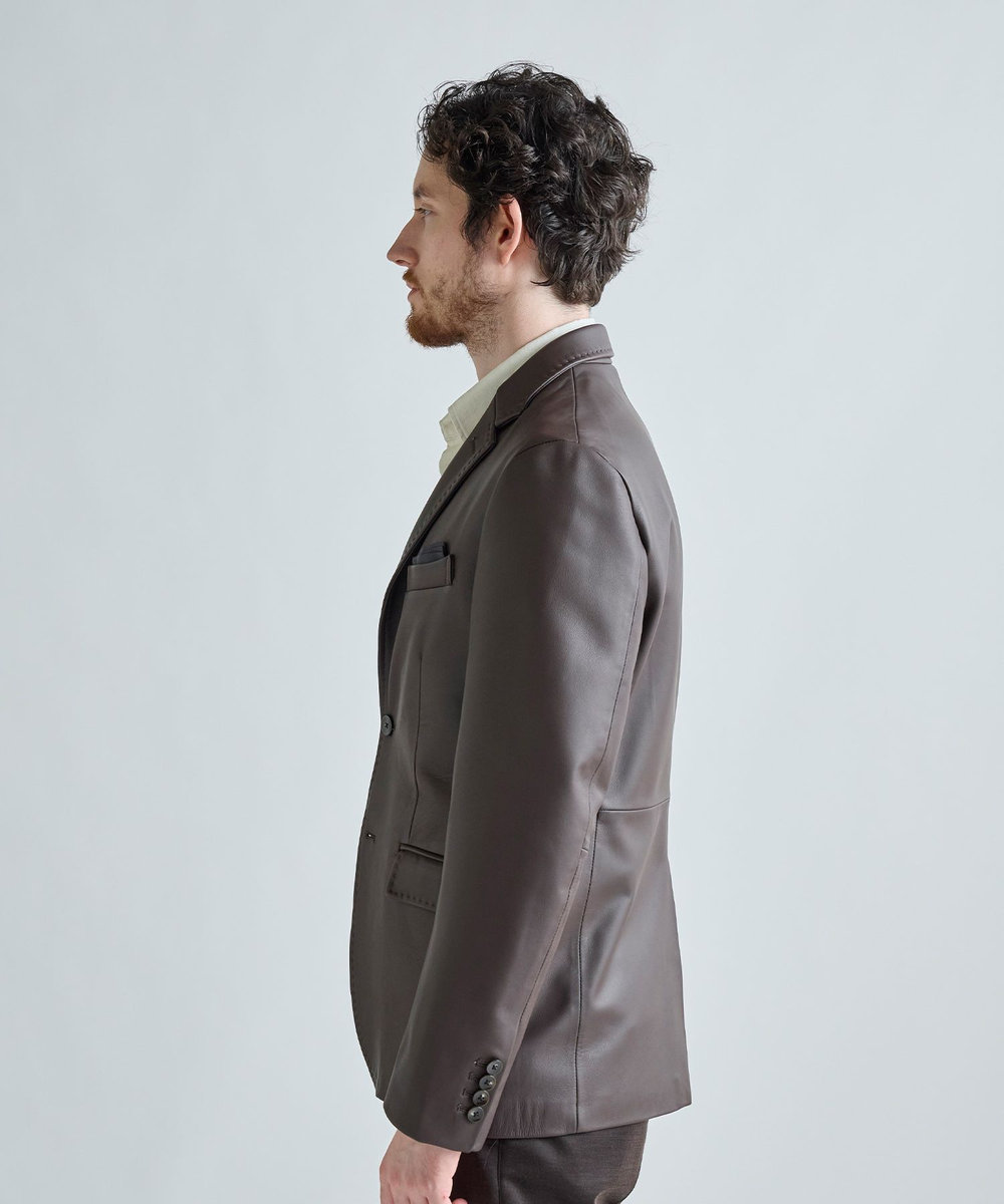 MEN'S BIGI シープレザー テーラードレザージャケット ブラウン