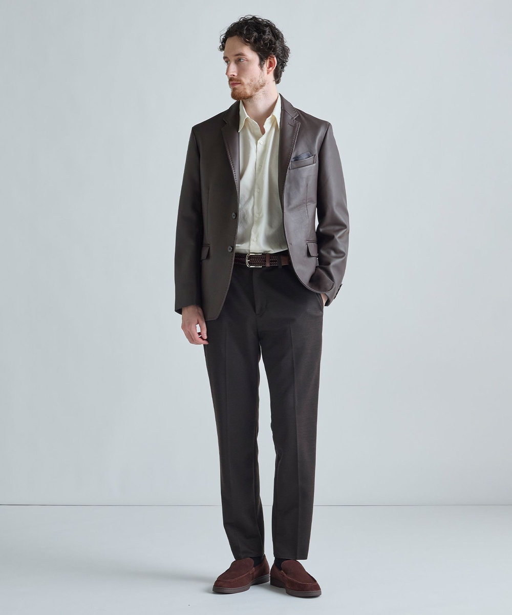 MEN'S BIGI シープレザー テーラードレザージャケット ブラウン