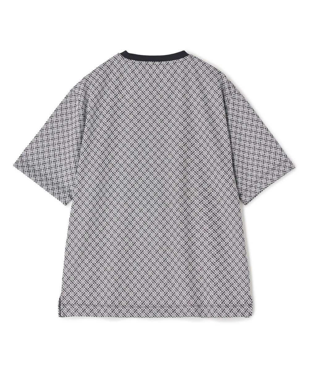 UNION STATION ジオメトリックジャガードTシャツ＜ストレッチ・マシンウォッシャブル＞ ホワイト