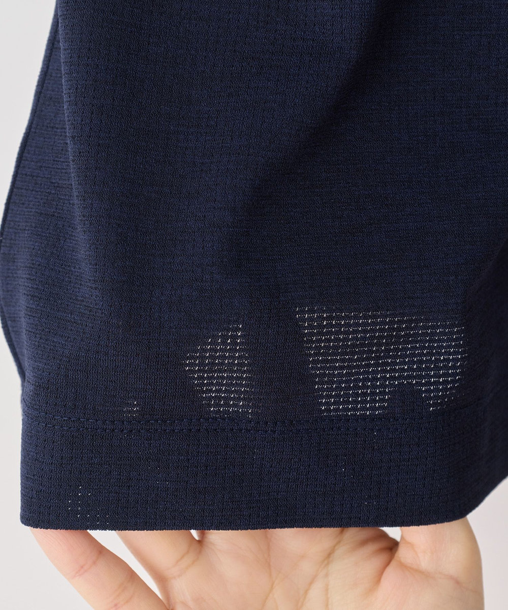 MEN'S BIGI 東レPrimeflex 麻調ドットメッシュ クルーネックTシャツ＜吸水速乾/通気性＞ ネイビー