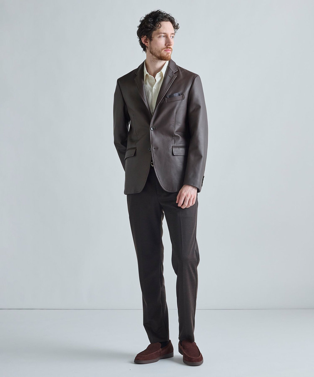 MEN'S BIGI シープレザー テーラードレザージャケット ブラウン