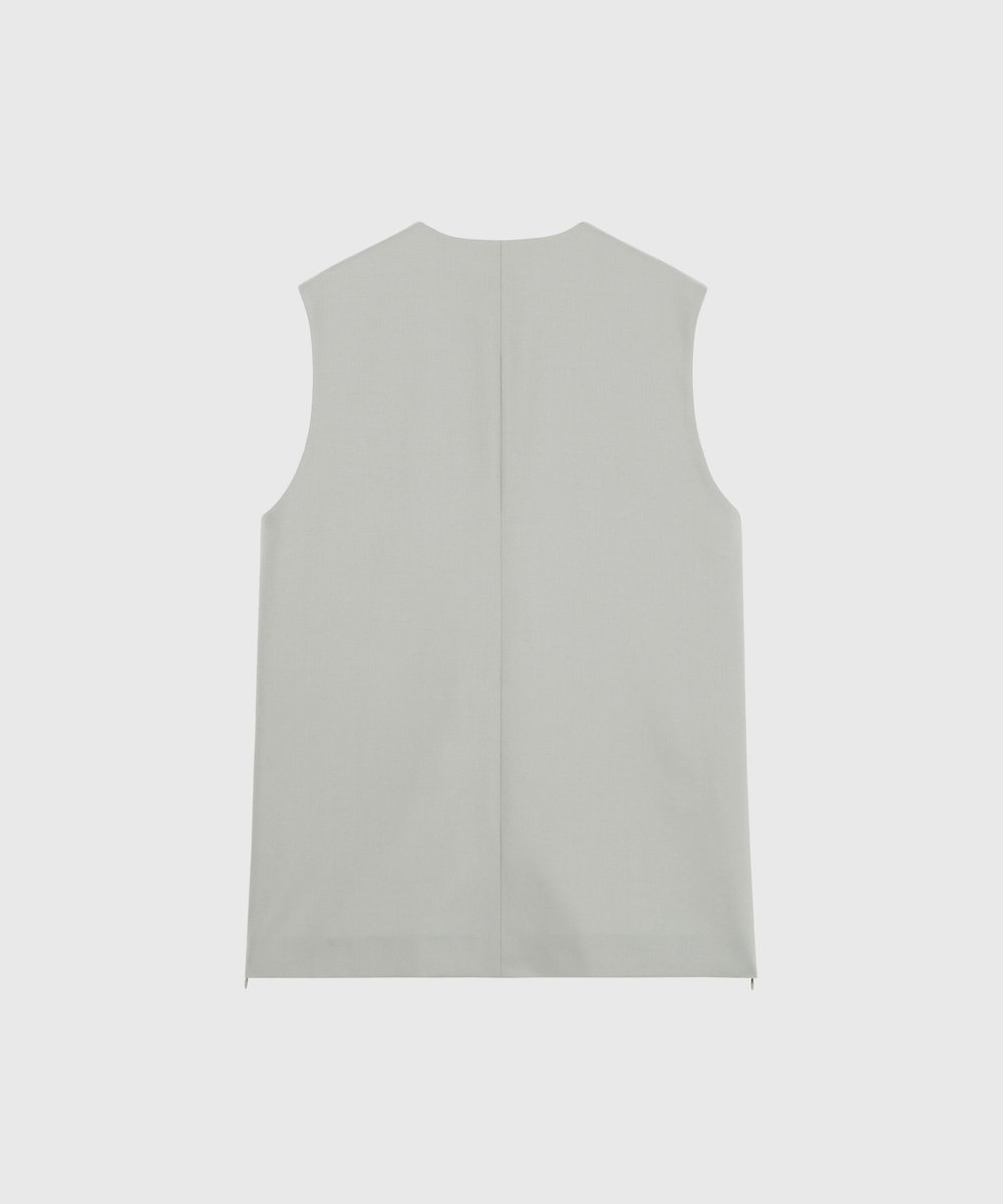 DÉPAREILLÉ WOOL NYLON GABARDINE GILET / ウールナイロンギャバジンジレ グレイッシュベージュ
