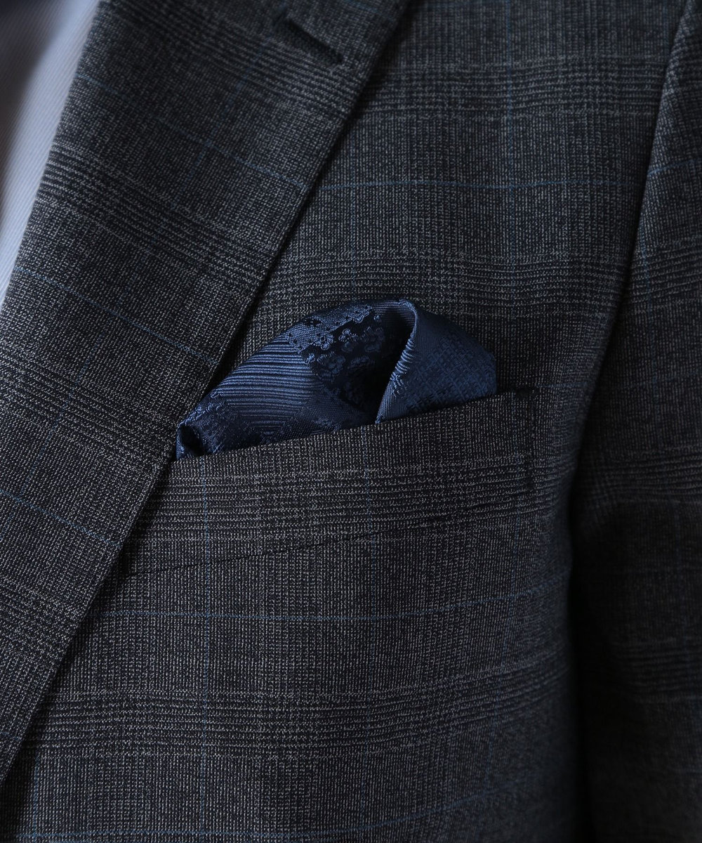 MEN'S BIGI ジオメトリック柄チーフ ネイビー