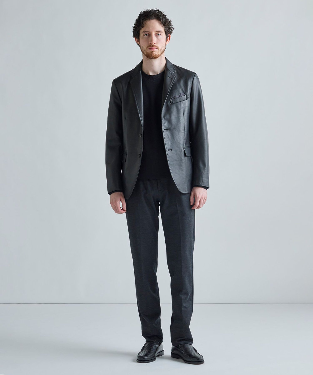 MEN'S BIGI シープレザー テーラードレザージャケット ブラック
