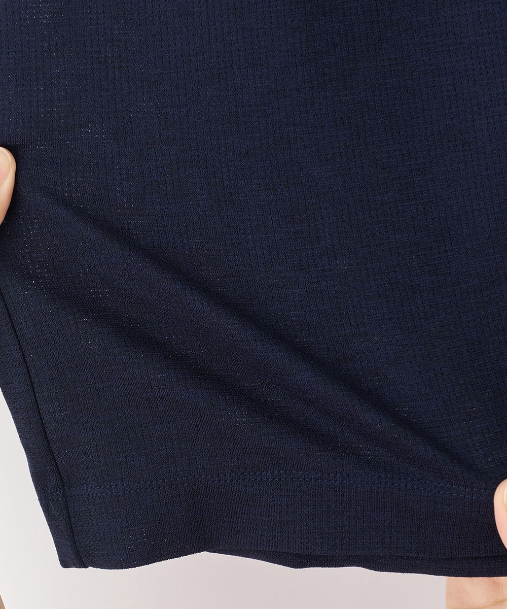 MEN'S BIGI 東レPrimeflex 麻調ドットメッシュ クルーネックTシャツ＜吸水速乾/通気性＞ ネイビー