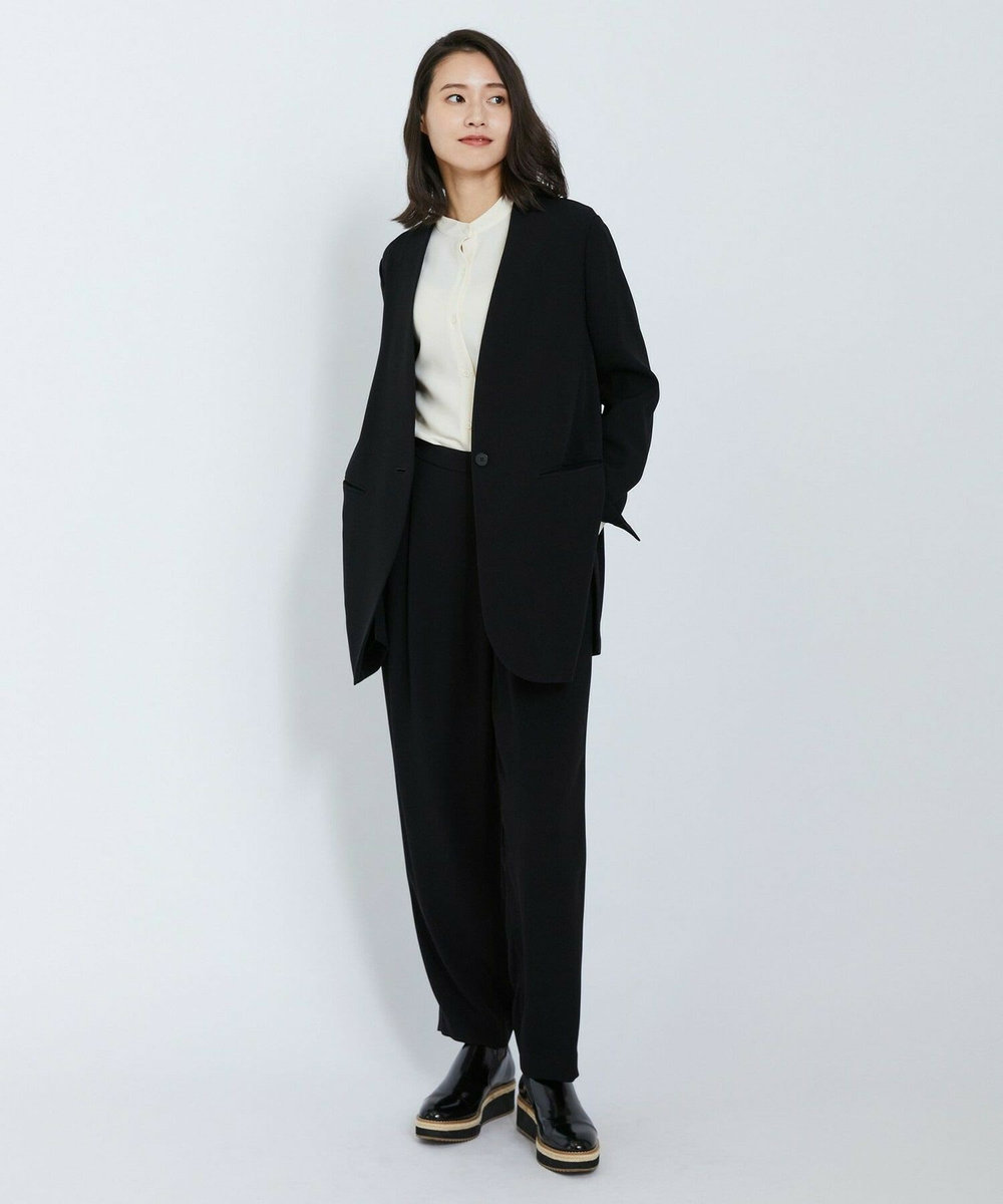 L'EQUIPE バックサテンノーカラージャケット ブラック