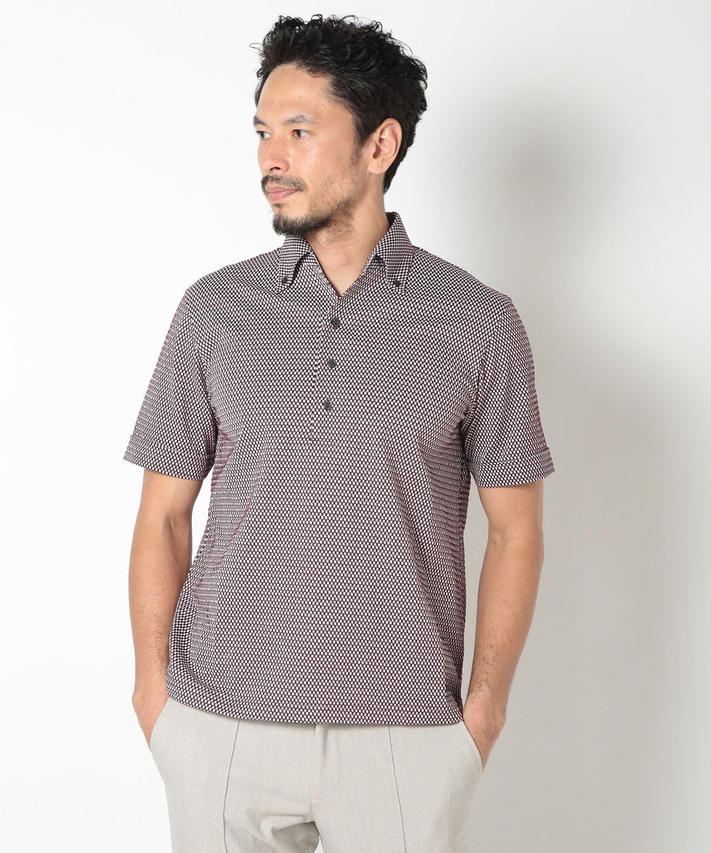 MEN'S BIGI 【ACTIVE TAILOR】COOL MAXサッカー織りポロシャツ ボルドー